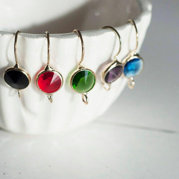 Supports boucles veilleuses en laiton doré cristal coloré, x2 (G0116)