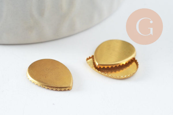Supports cabochons goutte 10x14mm laiton brut, x10 (G2245)