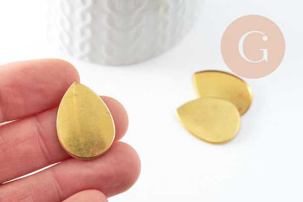 Supports cabochons goutte 18x25mm laiton brut, x10 (G2240)