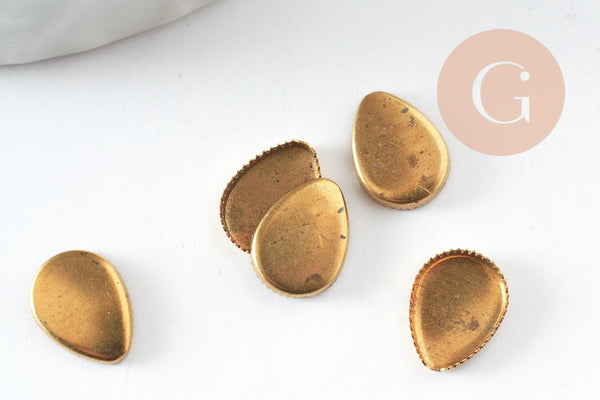 Supports cabochons goutte 6x8mm laiton brut, x20 (2gr) (G1918)