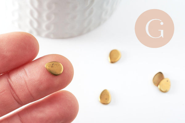 Supports cabochons goutte 6x8mm laiton brut, x20 (2gr) (G1918)