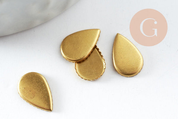 Supports cabochons goutte laiton brut 6x10mm, x20 (1.9g) (G1610)
