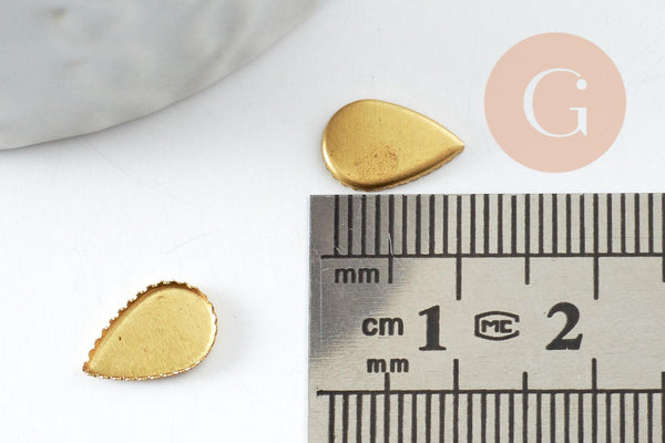 Supports cabochons goutte laiton brut 6x10mm, x20 (1.9g) (G1610)