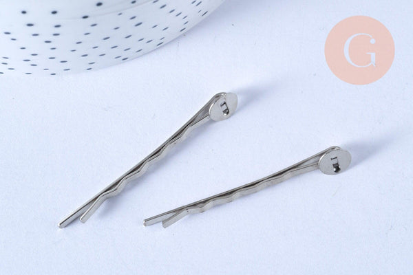 Supports de barrette fer platine avec plateau 5cm, x5 (G1441)