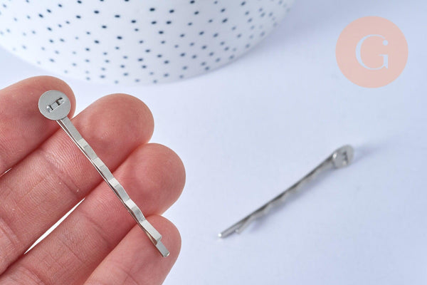 Supports de barrette fer platine avec plateau 5cm, x5 (G1441)