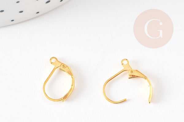 Supports de boucles dormeuses laiton doré 15mm, x20 (G1928)