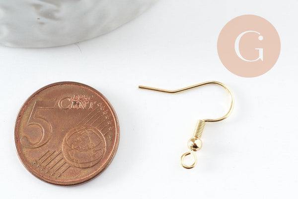 Supports de boucles hameçons avec anneau acier 304 inoxydable doré 20mm, x10 (G9526)