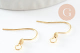 Supports de boucles crochets acier 304 inoxydable doré 24K 18x16mm, x10 (G9525)