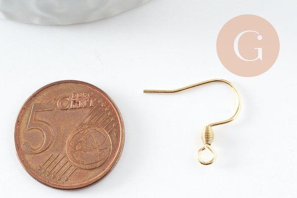 Supports de boucles hameçons avec anneau acier 304 inoxydable doré 24K 18x16mm, x10 (G9525)