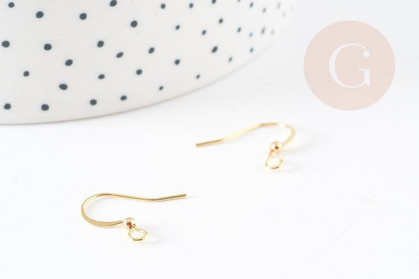 Supports de boucles hameçons avec anneau laiton doré 15mm, x20 (G5975)