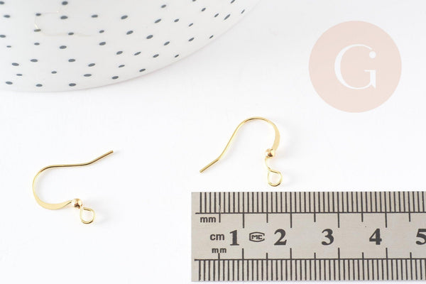 Supports de boucles hameçons avec anneau laiton doré 15mm, x20 (G5975)