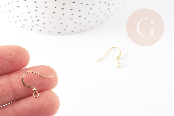 Supports de boucles hameçons avec anneau laiton doré 15mm, x20 (G5975)