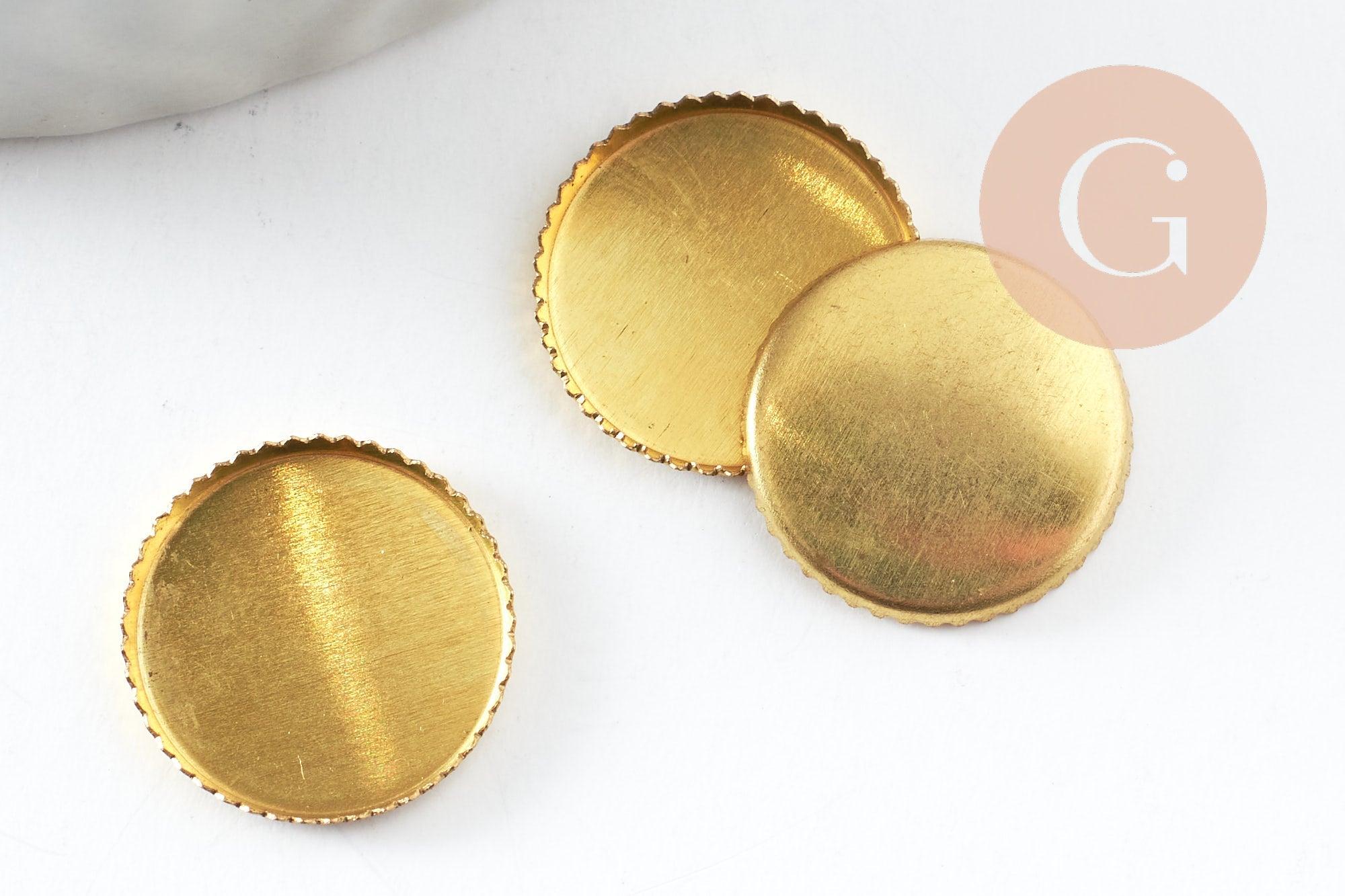 Supports de cabochon rond 12mm laiton brut, x50 (11g) (G1217)