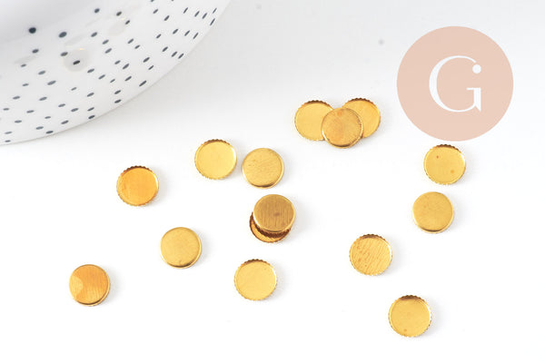 Supports de cabochon rond laiton brut 8mm, x50 (4.1g) (G0672)