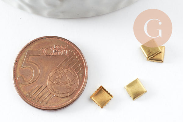 Supports de cabochons carrés laiton brut x20 (0.9g) (G1354)