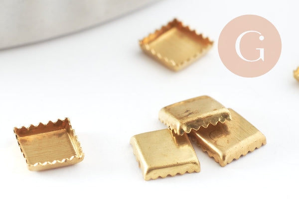 Supports de cabochons carrés laiton brut x20 (0.9g) (G1354)