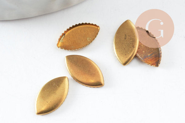 Supports de cabochons marquise horse eye laiton brut 10x5mm, x20 (1.7gr) (G0673)