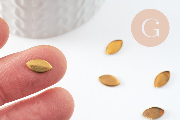 Supports de cabochons marquise horse eye laiton brut 10x5mm, x20 (1.7gr) (G0673)