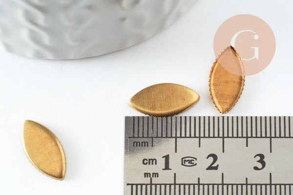 Supports de cabochons marquise laiton brut 15x7mm, x20 (3.7gr) (G1743)