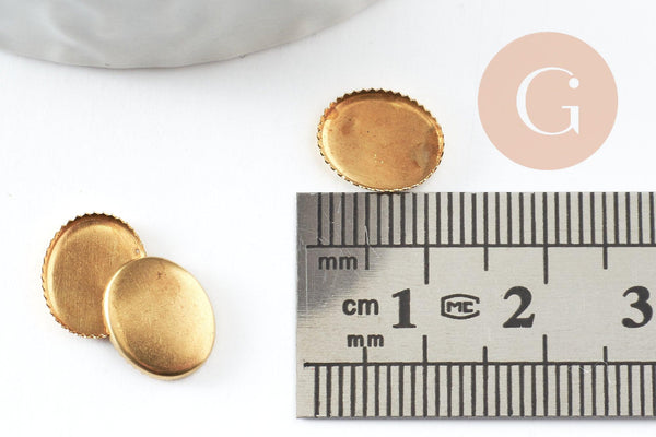 Supports de cabochons ovale laiton brut 8x10mm, x20 (3.3g) (G2285)