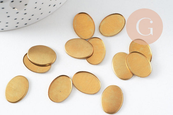 Supports de cabochons ovales 13x18mm laiton brut, x20 (3,7gr) (G0495)
