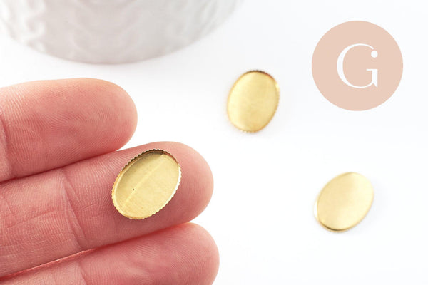 Supports de cabochons ovales laiton brut 14x10mm, x20 (3.8g) (G0671)