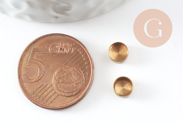 Supports de cabochons ronds 5mm laiton brut, x20 (G2002)