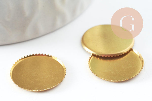 Supports de cabochons ronds laiton brut 16mm, x10 (G1512)