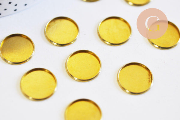 Supports de cabochons ronds laiton brut 20mm, x10 (G5046)