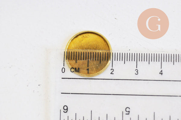 Supports de cabochons ronds laiton brut 20mm, x10 (G5046)