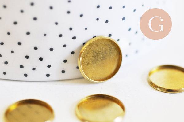 Supports de cabochons ronds laiton brut 20mm, x10 (G5046)