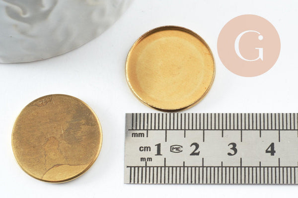 Supports de cabochons ronds laiton brut 23mm, x10 (17.2g) (G1383)
