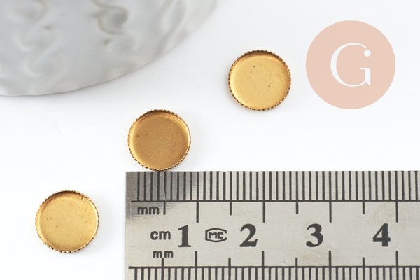 Supports de cabochons ronds laiton brut 9mm, x50 (G4894)