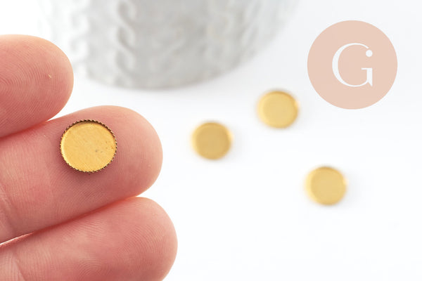 Supports de cabochons ronds laiton brut 9mm, x50 (G4894)