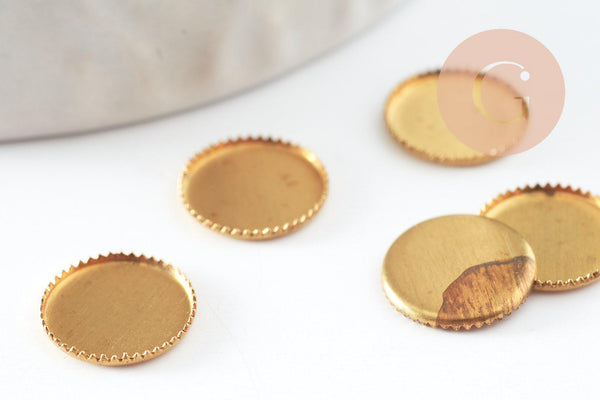 Supports de cabochons ronds laiton brut 9mm, x50 (G4894)