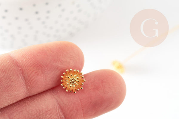 Tige Fleur Marguerite laiton doré 54mm, x1 (G9297)