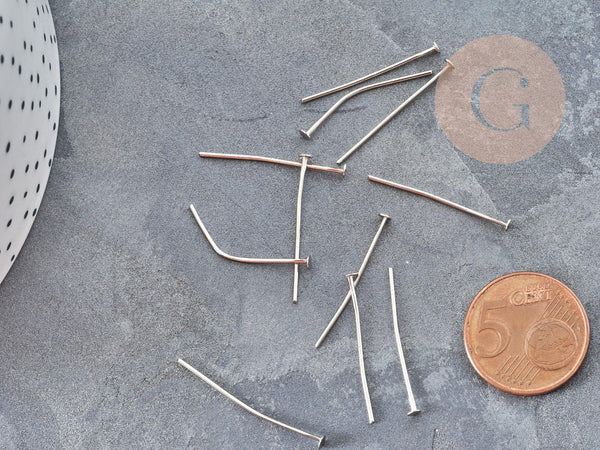 Tiges clous à tête plate fer platine 30mm, x10gr (G10020)