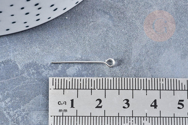 Tiges tête boucle fer argenté 24mm, x10gr (G8299)