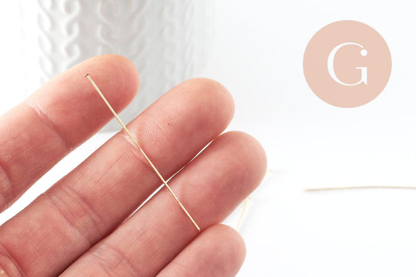 Tiges tête clou fer doré 50mm AVEC DEFAUT, x10gr (G9470)