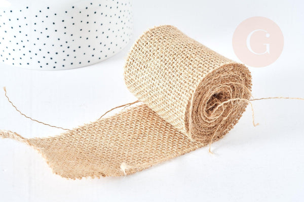 Toile de jute beige 65mm, x1 Mètre (G8376)