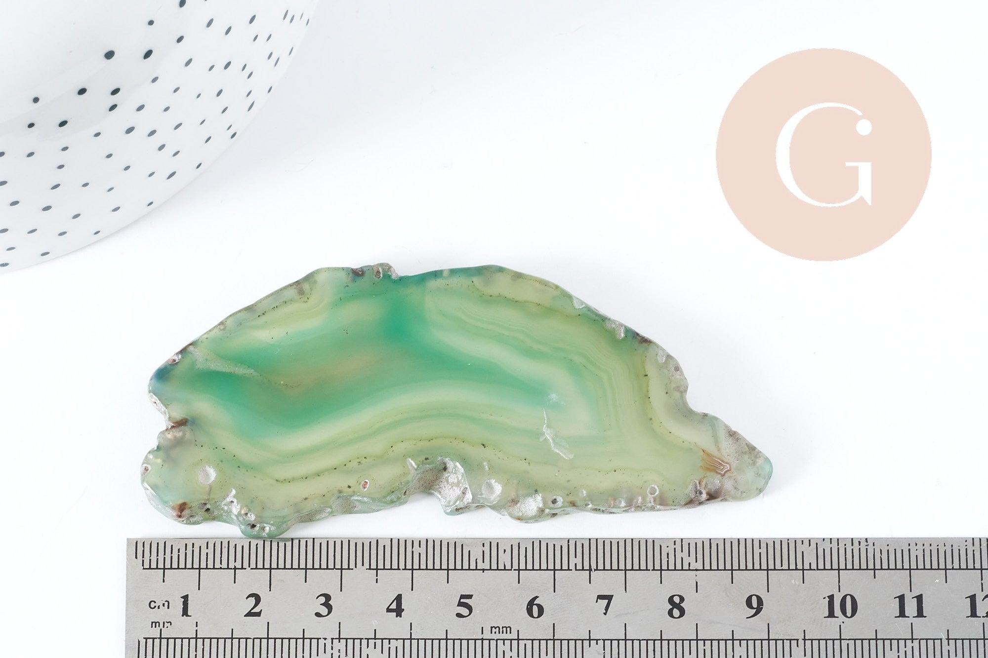Tranche agate naturelle vert beige bleu 50-110mm, x1 (G8300)