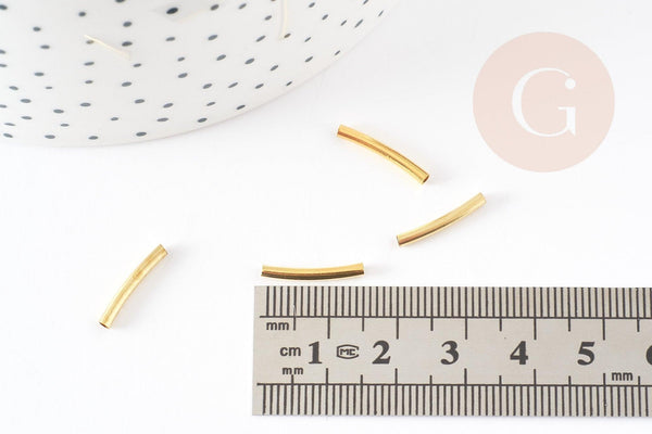 Tubes courbes laiton doré 15mm, x50 (3.5gr) (G4761)
