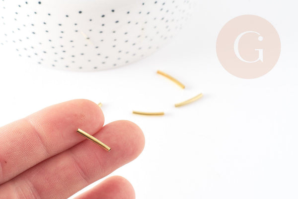 Tubes courbes laiton doré 15mm, x50 (3.5gr) (G4761)