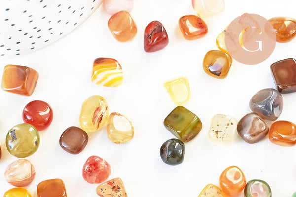 Agate naturelle multicolore brute roulée 15-25mm, x20 grammes (G3677)