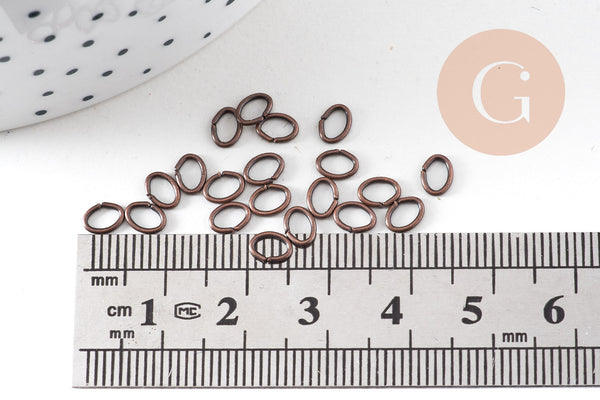 anneaux ovales fer cuivre 5mm, x 100 (G1919)