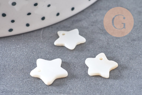 breloques etoile nacre blanche naturelle 12mm, x10 (G0144)