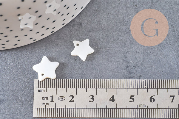 breloques etoile nacre blanche naturelle 12mm, x10 (G0144)