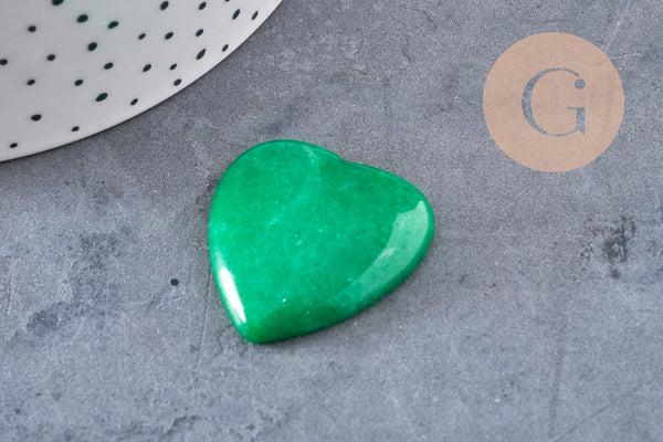 cabochon coeur pierre naturelle et de synthèse 29-30mm, x1 (G3995)