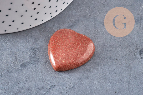 cabochon coeur pierre naturelle et de synthèse 29-30mm, x1 (G3995)