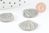 cabochon coquillage acier inoxydable platine 18.5mm, x1 (G10193)